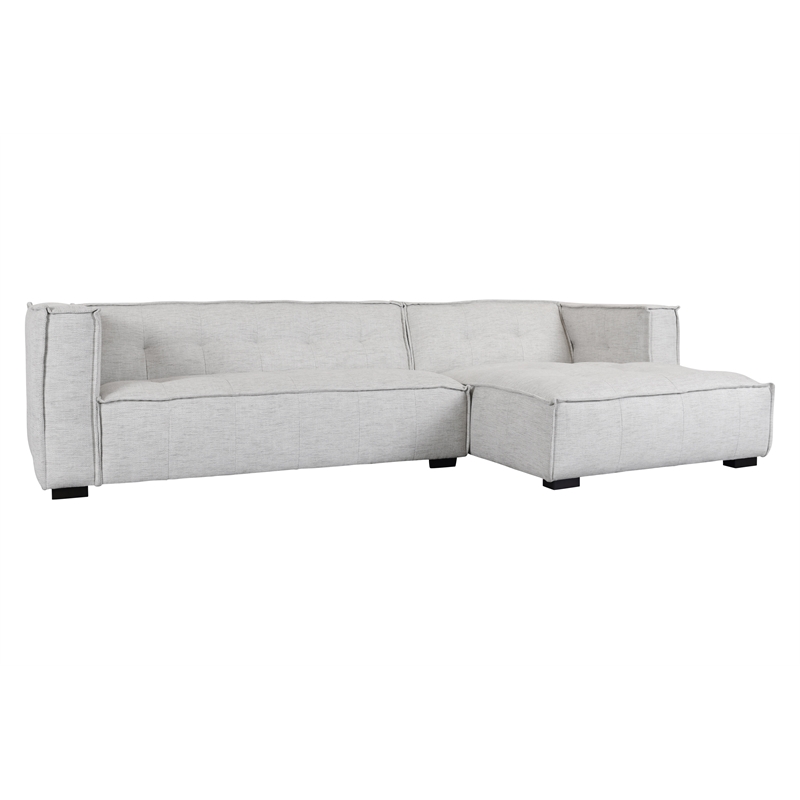 Pemberly Row Two-Piece Modern Beige Poly-Blend Fabric Sectional Sofa