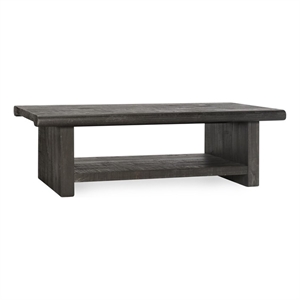 Pemberly Row 58&quot Handcrafted Solid Pine Wood Coffee Table Black