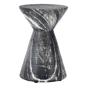 Pemberly Row Concrete Stone Ceramic Outdoor Accent Table in Black