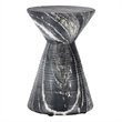 Pemberly Row Concrete Stone Ceramic Outdoor Accent Table in Black