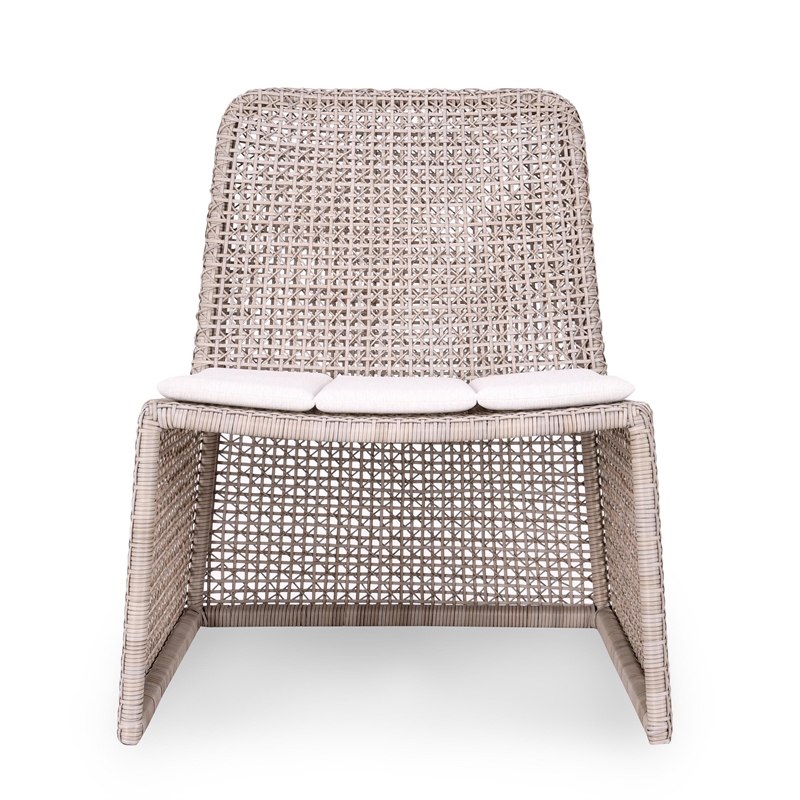 Pemberly Row Wicker / Rattan Outdoor Coastal Accent Chair in Beige