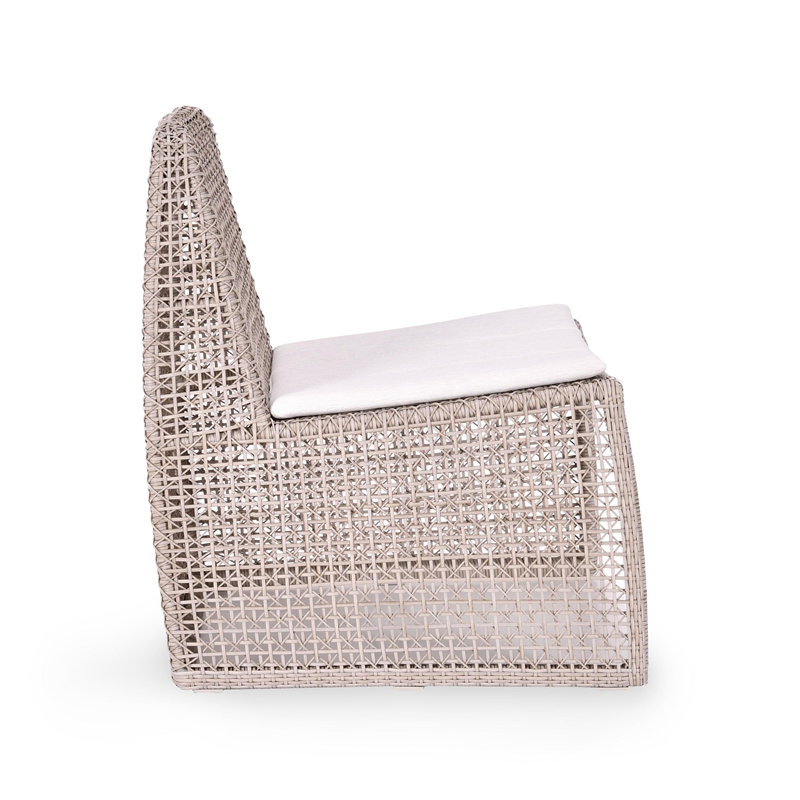 Pemberly Row Wicker / Rattan Outdoor Coastal Accent Chair in Beige