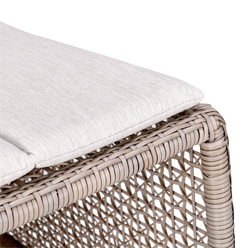 Pemberly Row Wicker / Rattan Outdoor Coastal Accent Chair in Beige