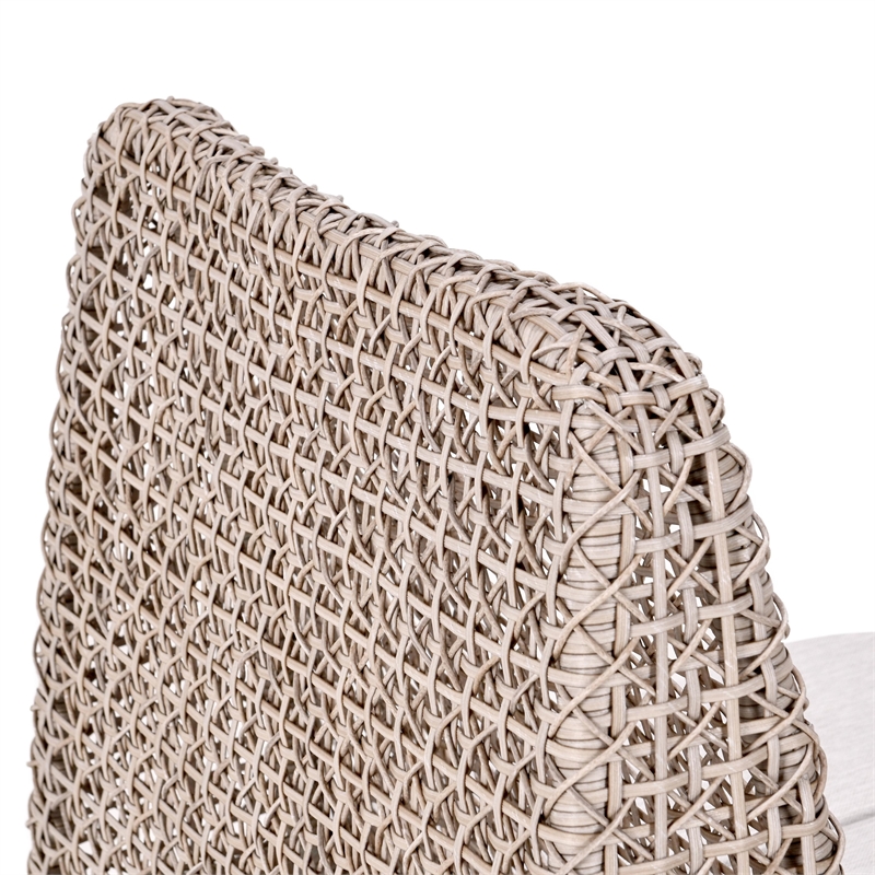 Pemberly Row Wicker / Rattan Outdoor Coastal Accent Chair in Beige