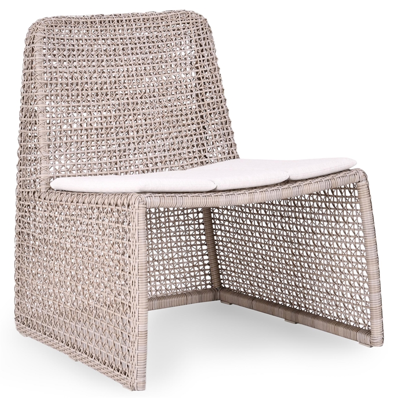 Pemberly Row Wicker / Rattan Outdoor Coastal Accent Chair in Beige