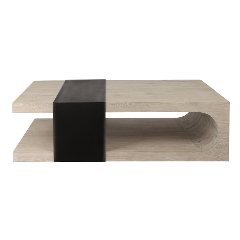 Pemberly Row Transitional Reclaimed Oak Wood Coffee Table in White