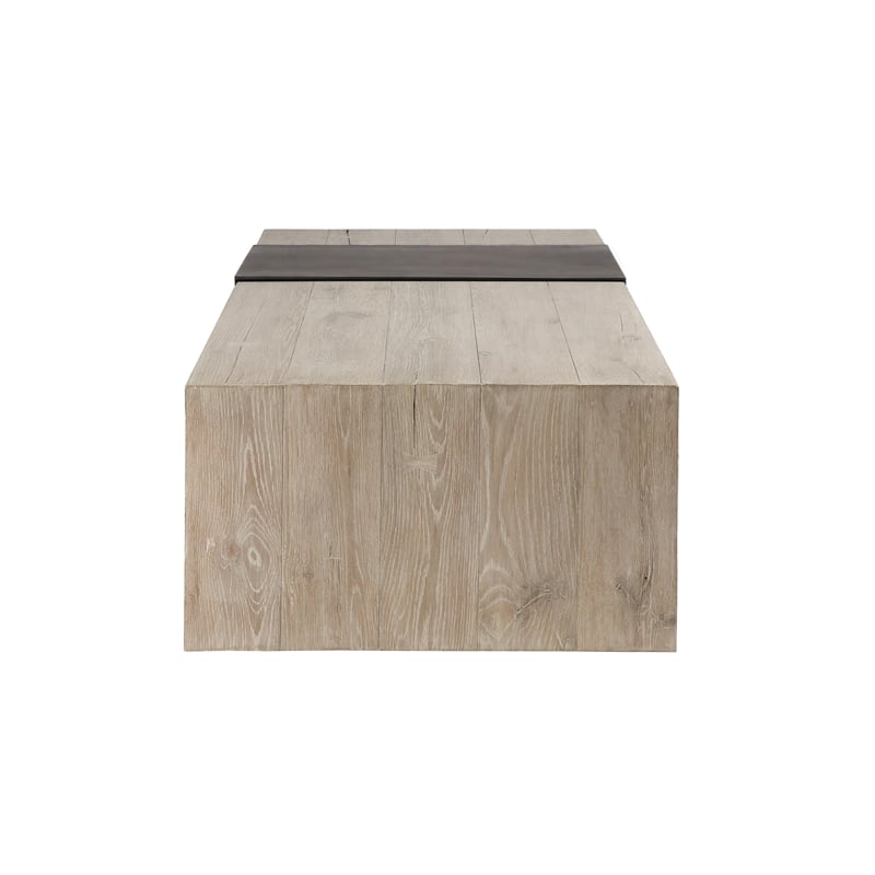 Pemberly Row Transitional Reclaimed Oak Wood Coffee Table in White