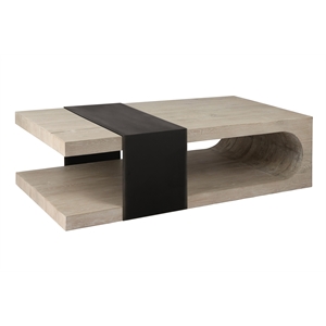 Pemberly Row Transitional Reclaimed Oak Wood Coffee Table in White