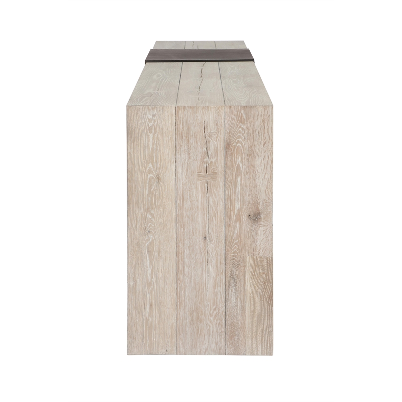Pemberly Row Transitional Reclaimed Oak Wood Console Table in White