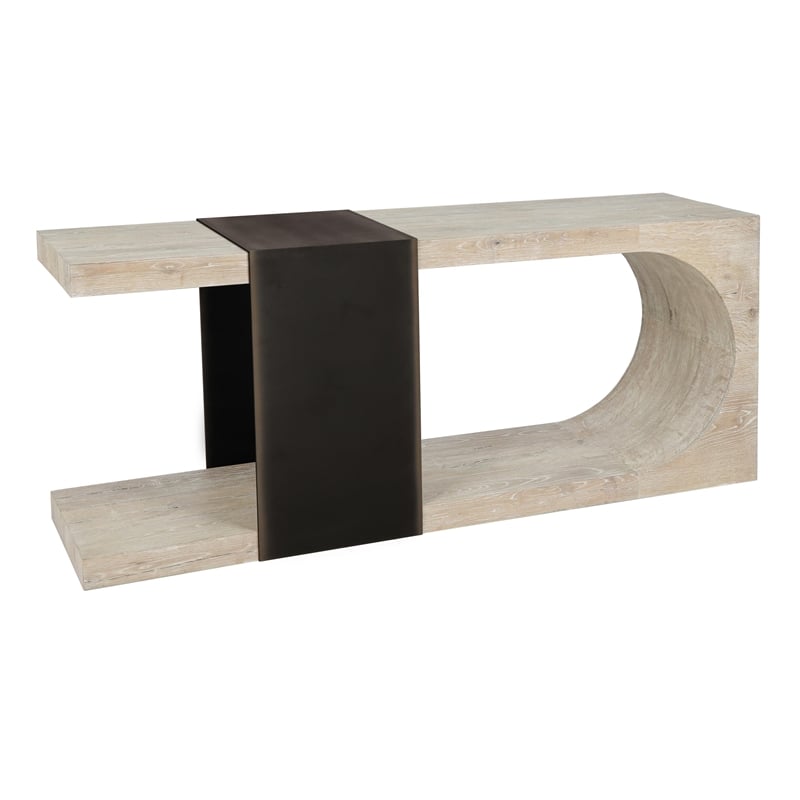 Pemberly Row Transitional Reclaimed Oak Wood Console Table in White