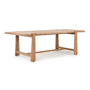 Pemberly Row 94&quot Teak Wood Outdoor Dining Table in Natural Tone