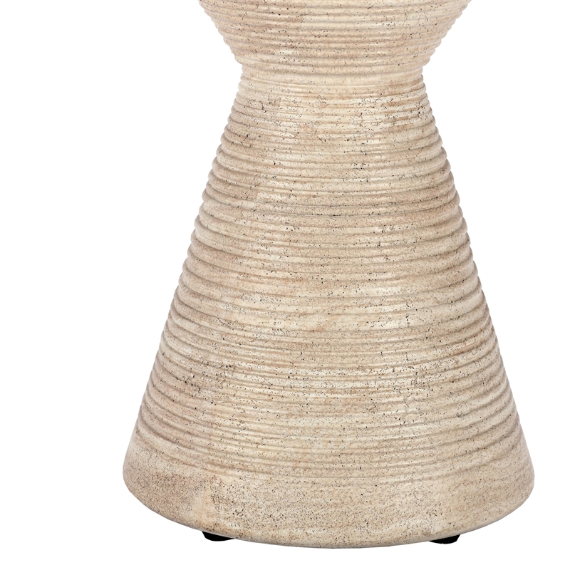 Pemberly Row Concrete Stone Ceramic Outdoor Accent Table in Beige