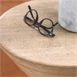 Pemberly Row Concrete Stone Ceramic Outdoor Accent Table in Beige