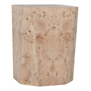 Pemberly Row Transitional 17&quot Burl Wood Square End Table in Natural Tone