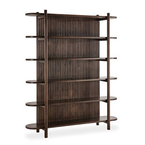 Pemberly Row 81&quot Mango Wood Mid-Century Bookcase in Brown Finish