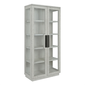 Pemberly Row Transitional 82&quot Reclaimed Pine Wood Cabinet in White Wash