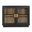Pemberly Row 2-Door Glass Reclaimed Pine Wood Cabinet in Black