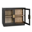 Pemberly Row 2-Door Glass Reclaimed Pine Wood Cabinet in Black