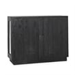 Pemberly Row 2-Door Glass Reclaimed Pine Wood Cabinet in Black