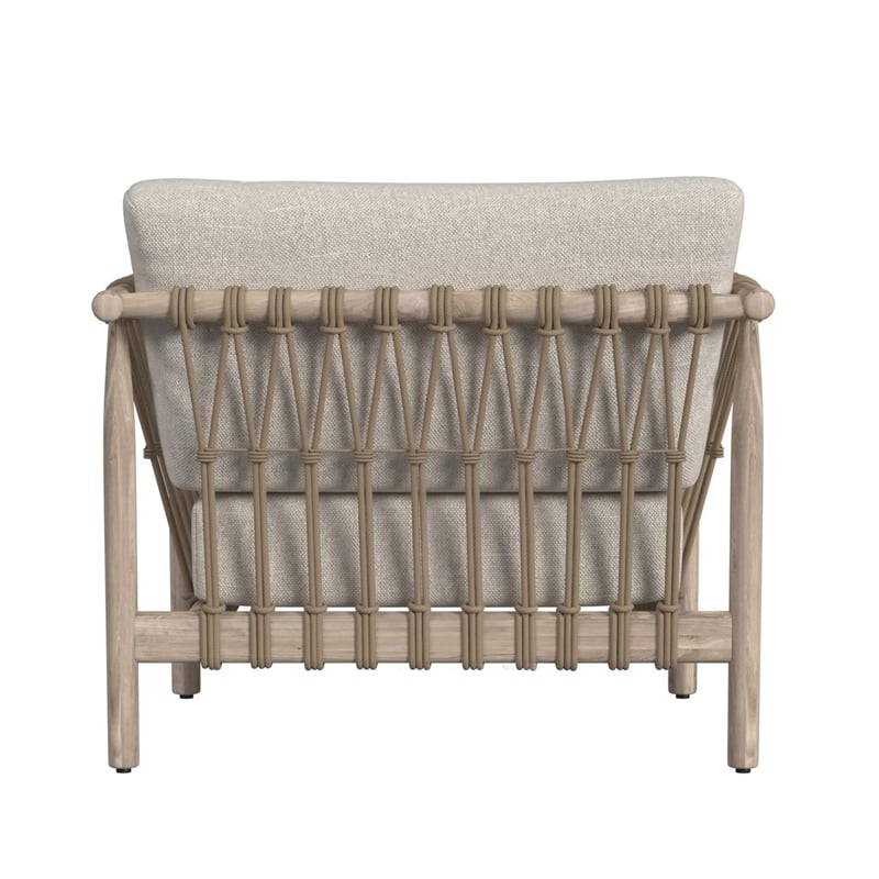 Pemberly Row Teak Wood Fabric Upholstery Outdoor Accent Chair in Taupe
