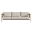 Pemberly Row Teak Wood Fabric Upholstery Coastal Outdoor Sofa in Taupe
