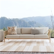 Pemberly Row Teak Wood Fabric Upholstery Coastal Outdoor Sofa in Taupe