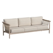 Pemberly Row Teak Wood Fabric Upholstery Coastal Outdoor Sofa in Taupe