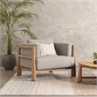 Pemberly Row Teak Wood Fabric Upholstery Modern Outdoor Accent Chair Gray