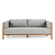 Pemberly Row Teak Wood Fabric Upholstery Modern Outdoor Sofa in Gray