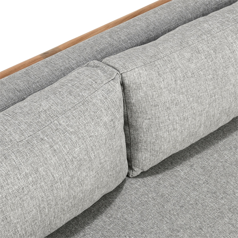 Pemberly Row Teak Wood Fabric Upholstery Modern Outdoor Sofa in Gray