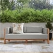 Pemberly Row Teak Wood Fabric Upholstery Modern Outdoor Sofa in Gray