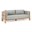 Pemberly Row Teak Wood Fabric Upholstery Modern Outdoor Sofa in Gray