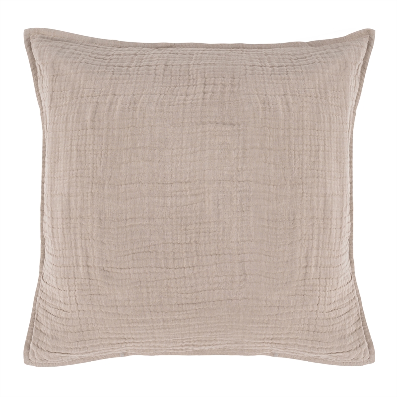 Pemberly Row Transitional Natural Cotton Linen Blend Euro Sham