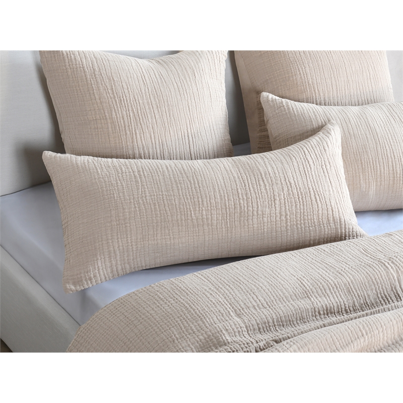 Pemberly Row Modern Transitional Natural Cotton Linen King Sham