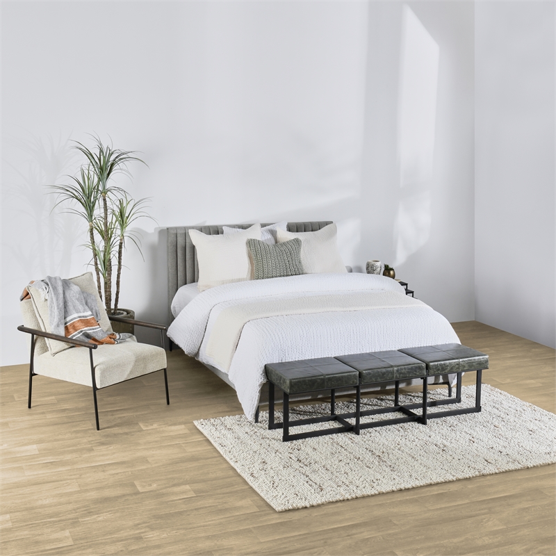 Pemberly Row Transitional Cotton Linen Blend White Queen Quilt