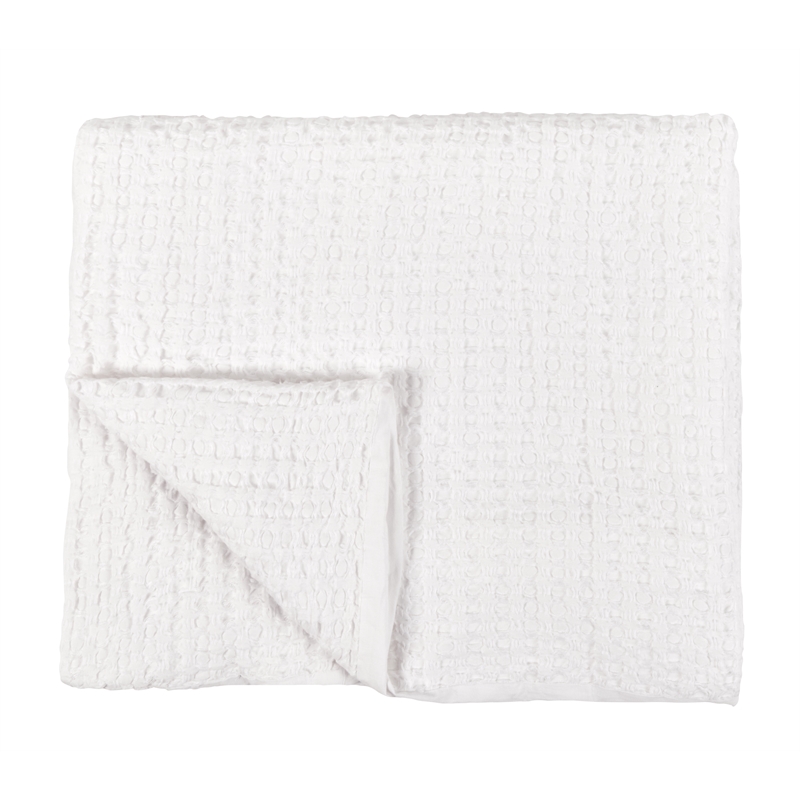 Pemberly Row Transitional Cotton Linen Blend White Queen Quilt