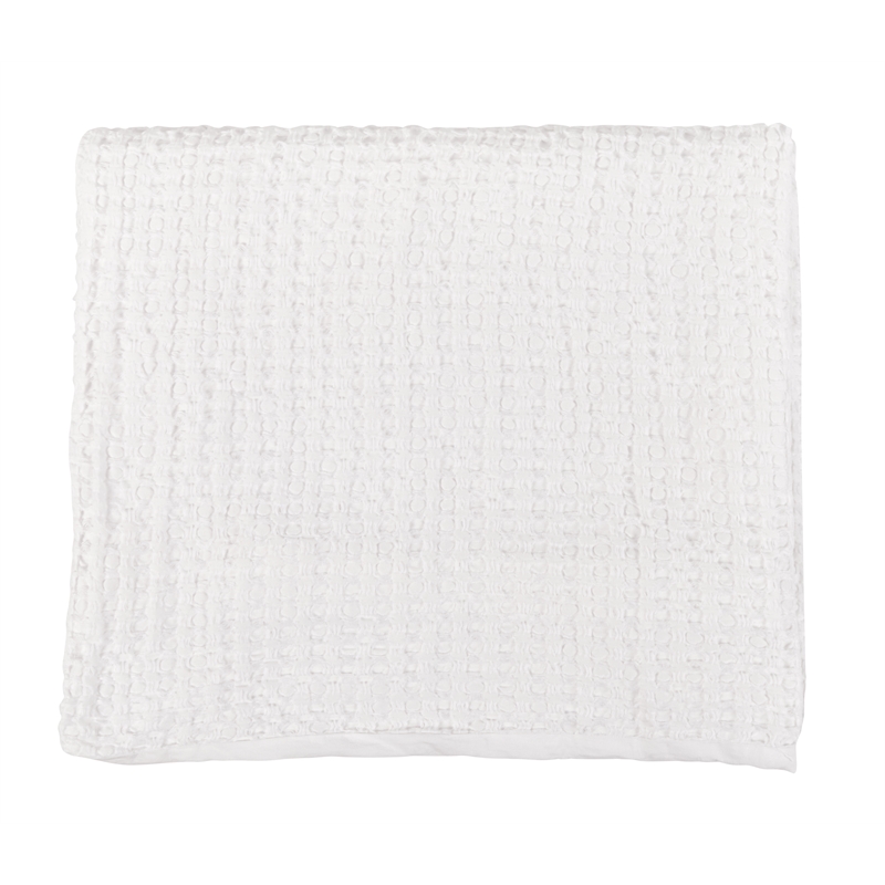 Pemberly Row Transitional Cotton Linen Blend White Queen Quilt