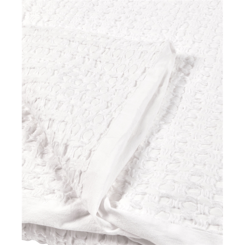 Pemberly Row Transitional Cotton Linen Blend White Queen Quilt
