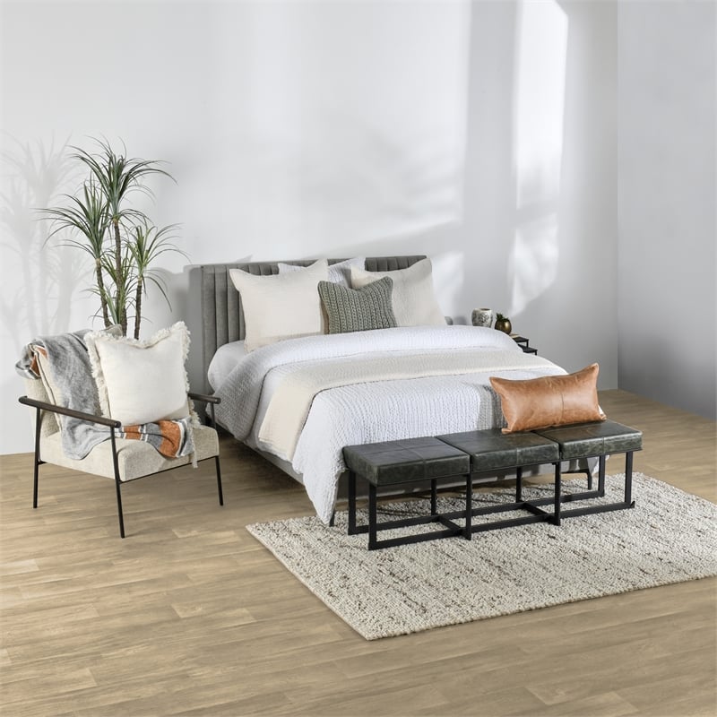 Pemberly Row Transitional Cotton Linen Blend White King Quilt