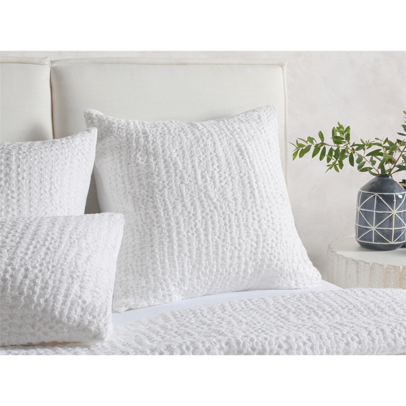 Pemberly Row Transitional Cotton Linen Blend White Euro Sham