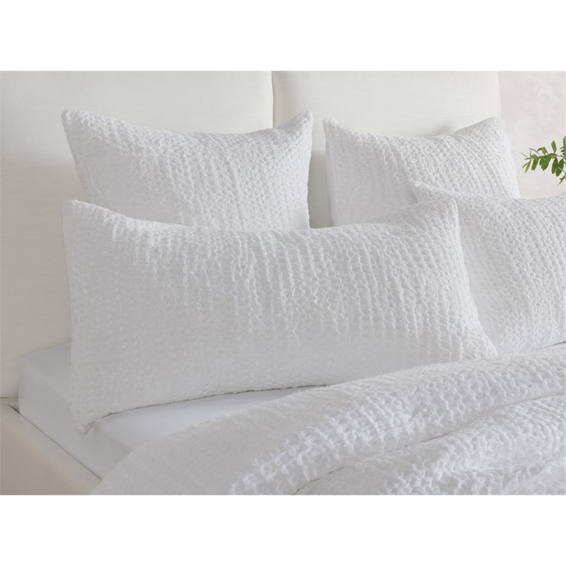 Pemberly Row Transitional Cotton Linen Blend White King Sham