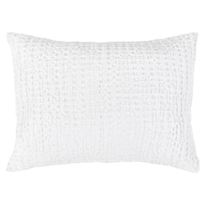 Pemberly Row Transitional Cotton Linen Blend White Standard Sham