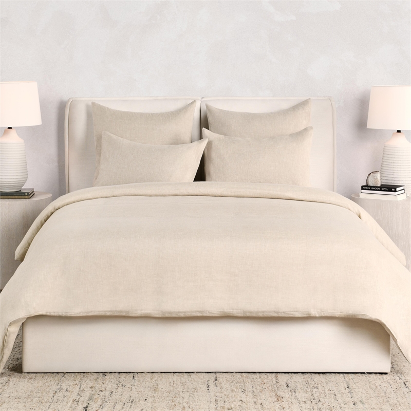 Pemberly Row Transitional Linen Cashmere Fabric Queen Beige Duvet