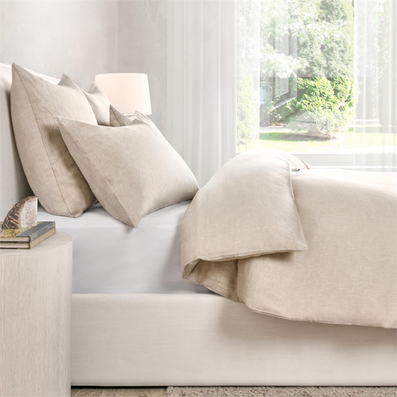 Pemberly Row Transitional Linen Cashmere Fabric Queen Beige Duvet