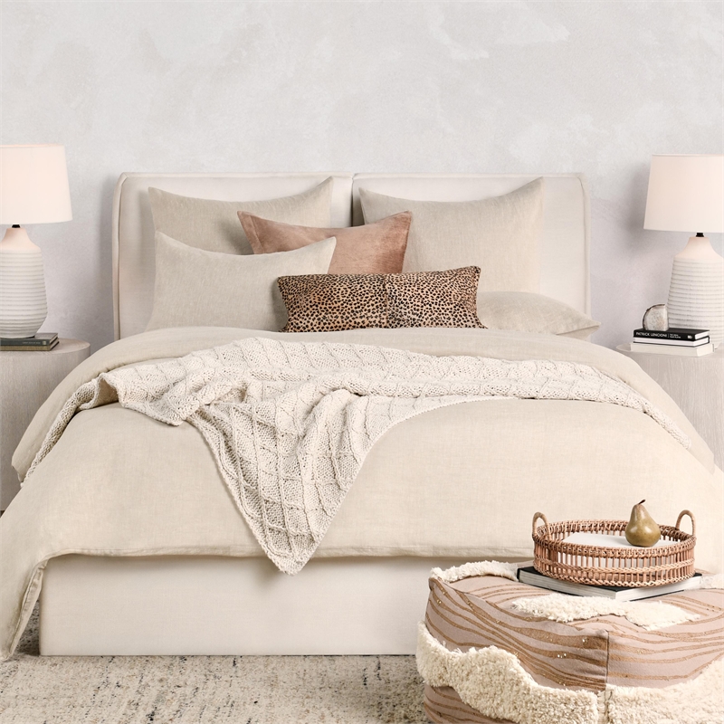 Pemberly Row Transitional Linen Cashmere Fabric Queen Beige Duvet