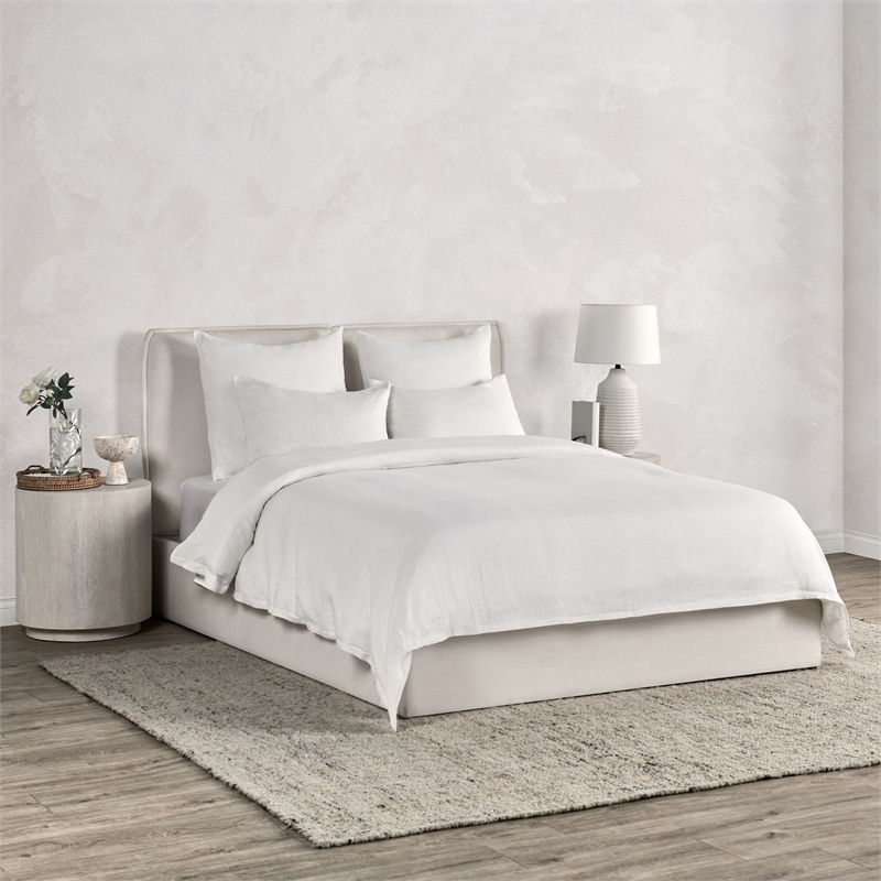 Pemberly Row Transitional Linen Cashmere Fabric Queen White Duvet