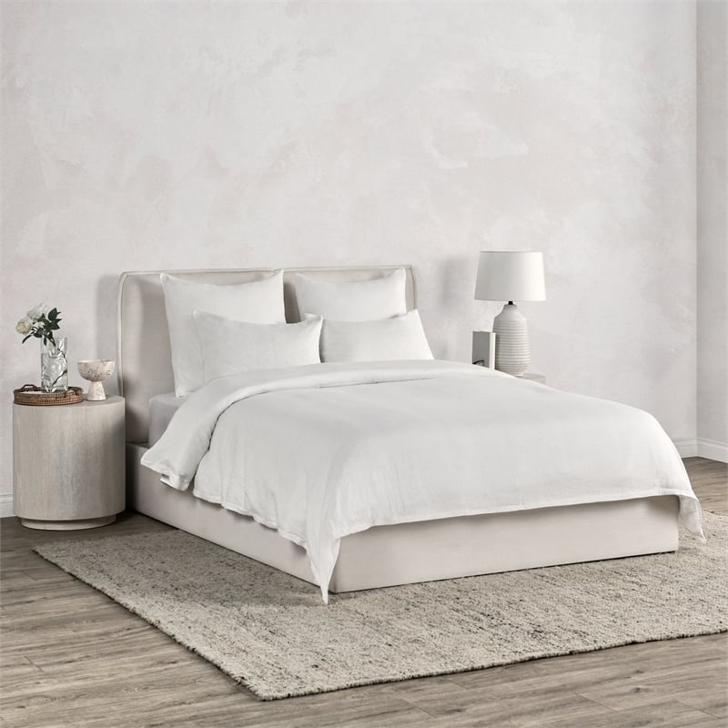 Pemberly Row Transitional Linen Cashmere Fabric King White Duvet