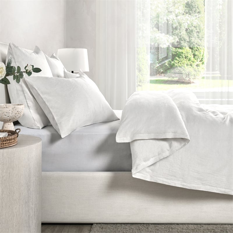 Pemberly Row Transitional Linen Cashmere Fabric King White Duvet