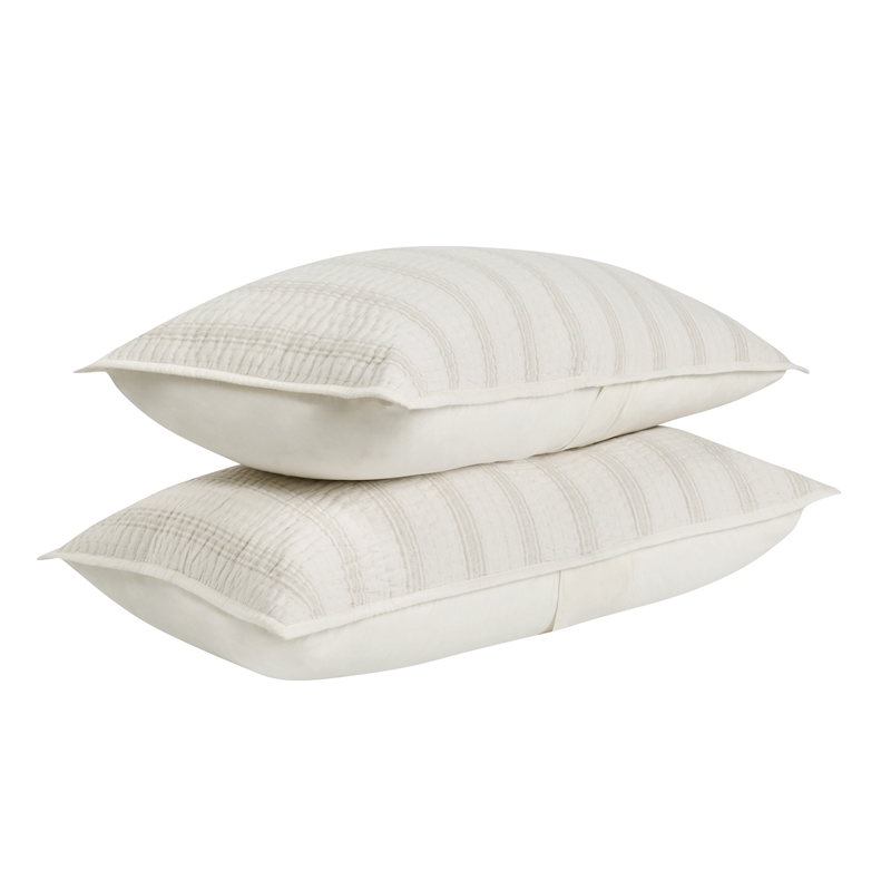 Pemberly Row Transitional Abraham Cotton Linen Eggshell Beige King Sham