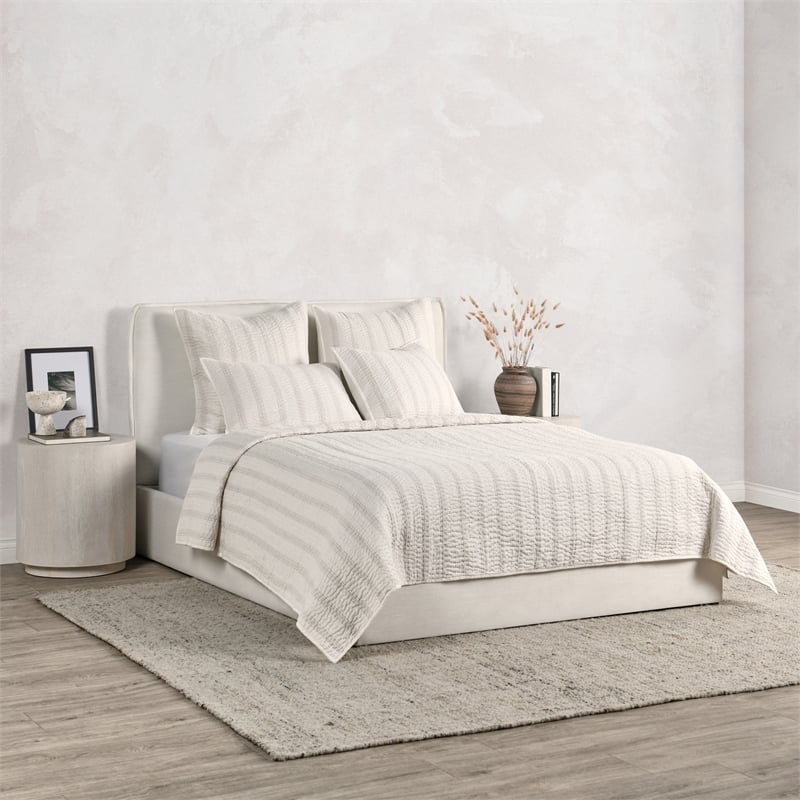 Pemberly Row Transitional Abraham Cotton Linen Eggshell Beige King Sham